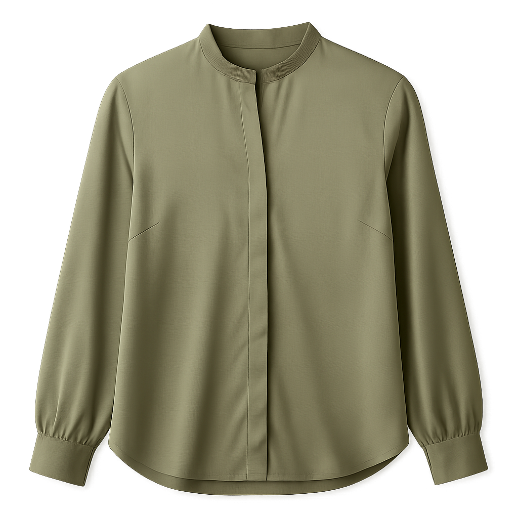 Olive Silk Blouse - Kievylan Shirts
